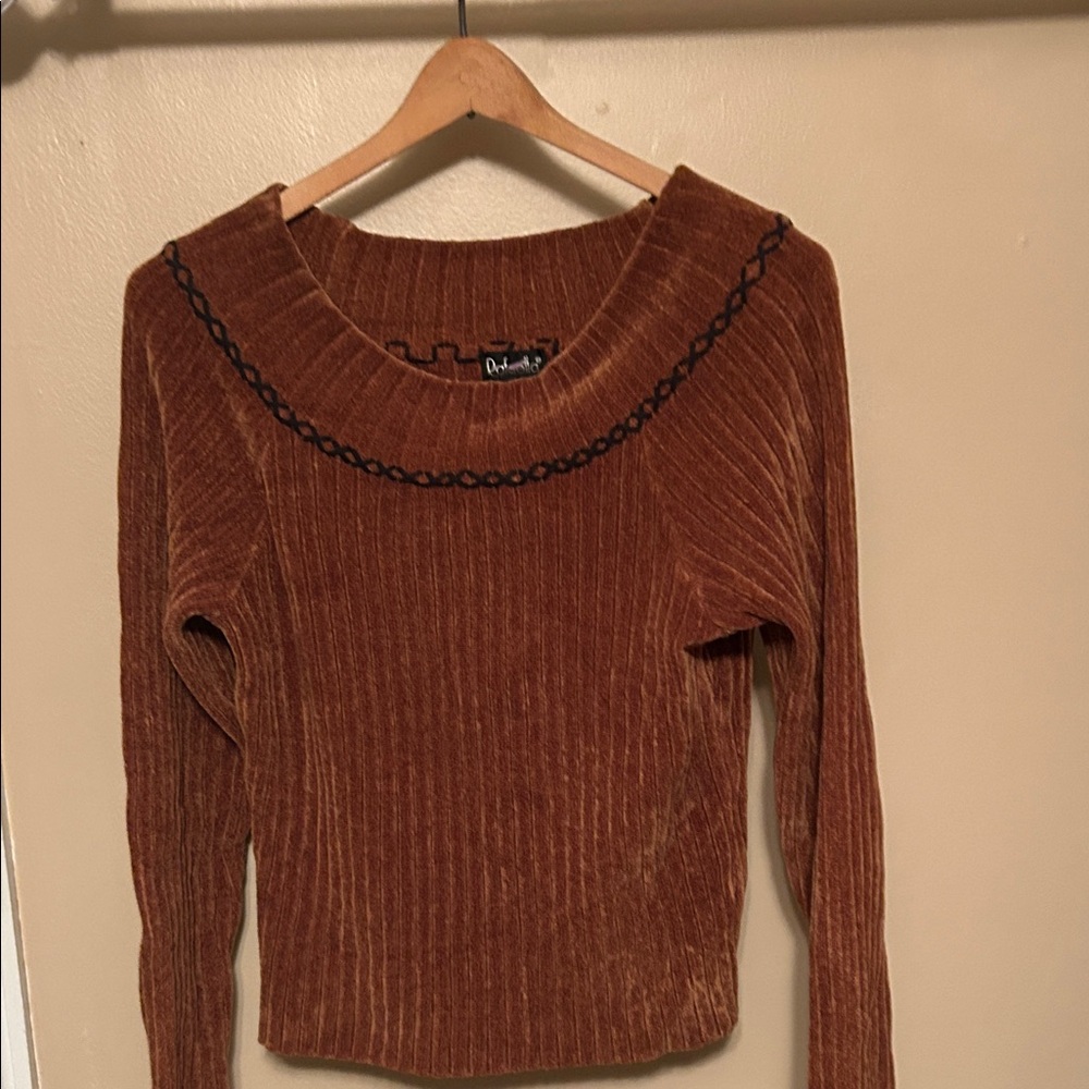 Rafaella Burnt Orange Sweater with Black Trim